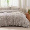 Bedsure Boho Duvet Cover Queen - Cationic Dyed Tufted Duvet Cover, 3-Piece Shabby Chic Boho Bedding Duvet Cover for All Seasons (Warm Sand, Queen, 90"x90")