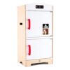 Hape Gourmet Kitchen Wooden Fridge | Cabinet Style Refrigerator Fridge Freezer with Ice Dispenser
