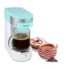 Nostalgia MyMini Single Coffee Maker, Brews K-Cup & Other Pods, Serves up to 14 Ounces, Tea, Chocolate, Hot Cider, Lattes, Reusable Filter Basket Included, Aqua