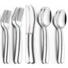 40-Piece Silverware Set, EWFEN Heavy Duty Stainless Steel Solid Flatware Set for 8, Food-Grade Tableware Cutlery Set, Utensil Sets for Home Restaurant, Mirror Finish, Dishwasher Safe