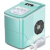AGLUCKY Ice Makers Countertop with Self-Cleaning, 26lbs/24hrs, 9 Cubes Ready in 6 Mins, Portable Ice Machine with 2 Sizes Bullet Ice/Ice Scoop/Basket for Home/Kitchen/Office/Bar/Party, Green