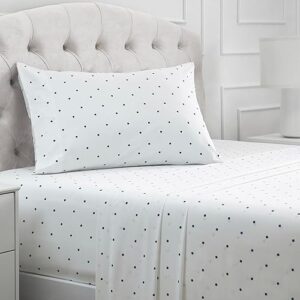 Mellanni Twin XL Sheets Set - 3 PC Iconic Collection Bedding - Hotel Luxury, Extra Soft, Cooling Bed Sheets - Wrinkle, Fade, Stain Resistant (Twin Extra Long, Polka Dot Navy)