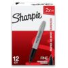 Sharpie Super Permanent Markers, Fine Point, Black, 12 Count