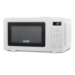 COMMERCIAL CHEF 0.7 Cubic Foot Microwave with 10 Power Levels, Small Microwave with Pull Handle, 700W Countertop Microwave up to 99 Minute Timer and Digital Display, White
