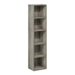 Furinno Luder Bookcase / Book / Storage, 5-Tier Cube, French Oak
