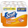 Scott ComfortPlus Toilet Paper, 36 Mega Rolls (2 Packs of 18), 425 Sheets per Roll, Septic-Safe, 1-Ply Toilet Tissue