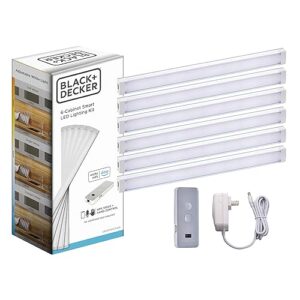 BLACK+DECKER Works with Alexa Smart Under Cabinet Lighting Kit, Adjustable LEDs, (6) 9" Bars, White