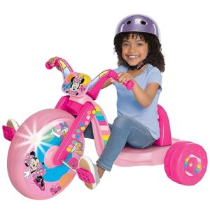 Minnie Mouse Ride-On 15" Fly Wheels Cruiser Tricycle Bike, Trike Has Built-In Light on Both Sides of Big Wheel, Ages 3-7, for Kids 41”-44” Tall - 70 lbs. Weight Limit