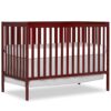 Synergy 5-In-1 Convertible Crib In Cherry, JPMA & Greenguard Gold Certified, Constructed out of solid reclaimed New Zealand Pine wood, Features 3 mattress height settings