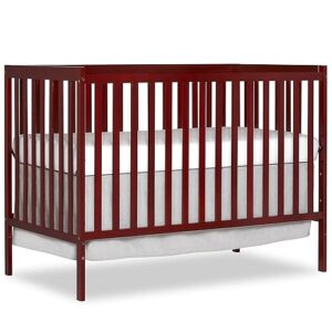 Synergy 5-In-1 Convertible Crib In Cherry, JPMA & Greenguard Gold Certified, Constructed out of solid reclaimed New Zealand Pine wood, Features 3 mattress height settings