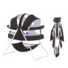 Karley Bassinet in Black, Lightweight Portable Baby Bassinet, Quick Fold and Easy to Carry , Adjustable Double Canopy, Indoor and Outdoor Bassinet with Large Storage Basket.