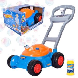 Hot Wheels™ Bubble Lawn Mower for Toddlers, Bubble Blowing Machines, Indoor and Outdoor Gardening Toy, Birthday, Party Favor for Prechool Girls and Boys, No Batteries, Includes Bubble Solution, 2+