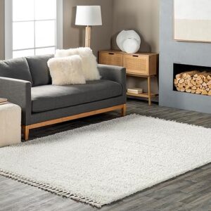 nuLOOM Neva Modern Tasseled Shag Area Rug, 5x8, Ivory