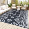 LILIOFFIC Reversible Mats - Plastic Straw Rug, 5' x 8' Outdoor Rug for Patio Clearance Decor, Modern Area Rugs, Floor Mat for Outdoors, RV, Backyard, Deck, Picnic, Beach, Trailer, Camping, Grey