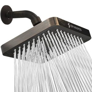SparkPod Shower Head - High Pressure Rain - Premium Quality Luxury Design - 1-Min Install - Easy Clean Adjustable Replacement for Your Bathroom Shower Heads (Vintage Oil Rubbed Bronze, 6 Inch Square)