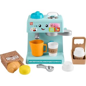 Fisher-Price Toddler Toy Laugh & Learn Coffee Café Musical Playset with Educational Songs & 10 Pretend Play Pieces for Kids Ages 18+ Months