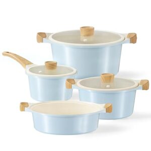CAROTE Ceramic Pots and Pans Set, Cookware Set 7 Piece Non-toxic Healthy Non Stick Cooking Set Cooking Set,Induction Cookware, Dishwasher safe