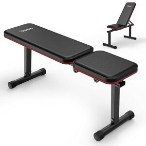 PASYOU Flat Weight Bench, Adjustable Strength Training Bench, Workout Bench for Home Gym, Multifunctional Exercise Bench