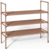 Shoe Rack with Non-Woven Fabric - 3-Tier Shoe Organizer for Closet, Garage, Corridor & Entryway, Sturdy and Stackable, X-Large, Brown