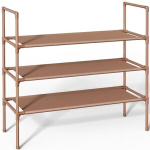 Shoe Rack with Non-Woven Fabric - 3-Tier Shoe Organizer for Closet, Garage, Corridor & Entryway, Sturdy and Stackable, X-Large, Brown