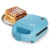 Tasty Mini Nonstick Waffle Maker, Perfect for Individual Waffles, Hash Browns, Brownies and more, Quick Results, Easy Clean Up, 600W, Blue