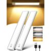 2Pack 12” Under Cabinet Lights, Magnetic Led Motion Sensor Counter Lights, 3 Color Temperatures Light Bar, USB Rechargeable Closet Light for Kitchen, Bedroom, Wardrobe, Hallway, Stairs