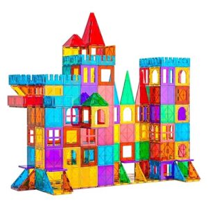 Bmag 130PCS Magnetic Tiles Building Blocks, 3D Magnet Blocks Construction Playboards for Kids Toddlers, Educational STEM Preschool Toys for Boys Girls with 2 Cars