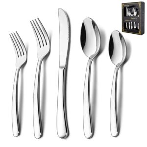 HaWare 40-Piece Heavy Duty Silverware Set, Stainless Steel Solid Flatware Cutlery for 8, Modern & Elegant Design for Home/Hotel/Wedding, Mirror Polished and Dishwasher Safe