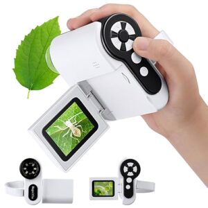 1000X Handheld Microscope for Kids, 4K 2.0" Screen Mini Pocket Microscope with 6 Adjustable LED Lights, Edu Science Birthday Gifts for Kids Ages 8-12, 32G SD Card Included