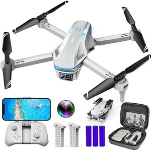 Drone with Camera for Adults, 1080P FPV Drones for Beginners with Upgrade Altitude Hold, Voice Control, Gestures Selfie, 90° Adjustable Lens, 3D Flips, 2 Batteries