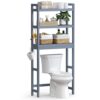 SONGMICS Over The Toilet Storage, 3-Tier Over Toilet Bathroom Organizer with Adjustable Shelf, Fit Most Toilets, Space-Saving, Grey UBTS001G01
