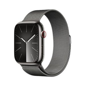 Apple Watch Series 9 [GPS + Cellular 45mm] Smartwatch with Graphite Stainless Steel Case with Graphite Milanese Loop. Fitness Tracker, Blood Oxygen & ECG Apps, Always-On Retina Display