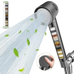 Filtered Shower Head with Handheld, High Pressure Shower Head, Shower Head with Filters 18 Layers for Hard Water, Remove Chlorine and Harmful Substance, Reduce Dry Skin, Silicone Back Massage