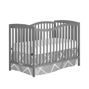 Chelsea 5-in-1 Convertible Crib in Steel Grey, made of New Zealand pinewood, JPMA & Greenguard gold certified, comes with 4 mattress height positions