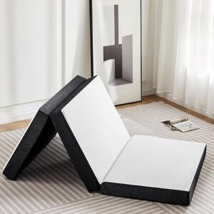 OLIXIS Tri-fold Memory Foam Mattress - 3 Inch Twin Size Portable Floor Bed, Foldable Mat for Kids and Adults, Collapsible and Washable Cover with CertiPUR-US Certified, for Travel & Camping & Yoga