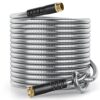 Stainless Steel Garden Hose 8 ft, Flexible Metal Water Hose 8ft with 3/4'' Crush Resistant Solid Brass Fittings, Heavy Duty, No Kink & No Tangle, Lightweight, Durable, Easy to Coil