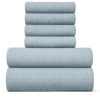 Full 6 Piece Sheet Set - Breathable & Cooling Sheets - Hotel Luxury Bed Sheets - 1 Flat Sheet, 1 Fitted Sheet & 4 Pillowcases - Deep Pocket - Easy Fit, Soft & Wrinkle Free - Full Heathered Blue Sheets