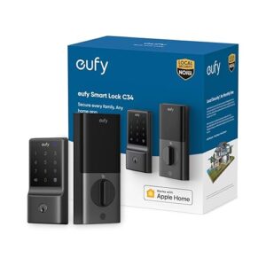 eufy Security Smart Lock C34, Keyless Entry Door Lock with Apple Home Ecosystem, Built-in Wi-Fi Deadbolt for Front Door or Back, Supports Matter, Alexa, Google Home, SmartThings