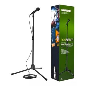 Shure Stage Performance Kit with PGA58 Cardioid Dynamic Vocal Handheld Microphone, XLR Cable and Mic Stand - for Onstage or Studio (PGA58BTS)