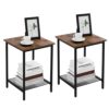 VASAGLE End Table Set of 2, 2-Tier Nightstands Side Table Night Stand Bedside Desk for Small Space in Living Room, Bedroom, Steel Frame, Easy Assembly, 2-Pack, Chestnut Brown, ULET202B17
