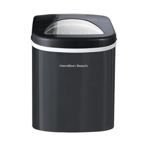 Hamilton Beach Compact Countertop Ice Maker, 26lbs of Ice per Day, Black Stainless