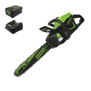 Greenworks 60V 18" Brushless Cordless Chainsaw, 4.0Ah Battery and Charger Included