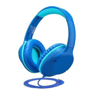 P20 Kids Headphones for School, Kids/Teens/Boys/Girls with Safe 94dB Volume Limited, 3.5mm Jack Wired Cord Over-Ear for Fire Tablets/Travel/PC/Phones(Blue)