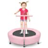 BCAN 36'' Mini Folding Ages 2 to 5 Toddler Trampoline with Handle for Kids, Two Ways to Assemble The Handle, Indoor/Garden Toddlers Trampoline with Super Safe Cover for Toddlers