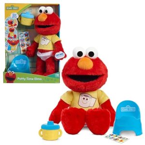 Just Play Sesame Street Potty Time Elmo 12-Inch Sustainable Plush Stuffed Animal, Sounds and Phrases, Potty Training Tool, Kids Toys for Ages 18 Month