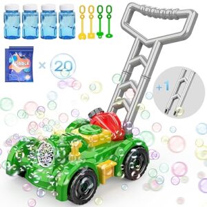 2024 New Models Bubble Lawn Mower Toddler Toys - Bubble Machine Summer Outdoor Toys, Automatic Bubble Mover Push Toy for Age 3+ Year Old Preschool Baby Boys Girls Birthday Gifts (Green)