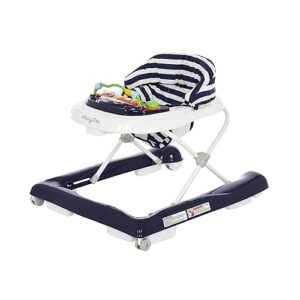 2-in-1 Ava Baby Walker, Easy Convertible Baby Walker, Walk Behind, Height Adjustable Seat, Added Back Support, Detachable-Toy Slate, Navy