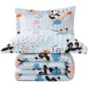 JSD Blue Panda Kids Comforter Set Full Size, 3 Piece Moon Microfiber Comforter with Pillow Shams, Machine Washable
