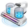 Bed Vacuum Cleaner Mattress Vacuum with UV 16Kpa Suction HEPA Filter 253.7nm UV-C Light & 30000 Rpm/Min Brushroll Rotation & Heating & Ultrasonic Quintuple Tech , Widened Suction Port, 500W, Corded