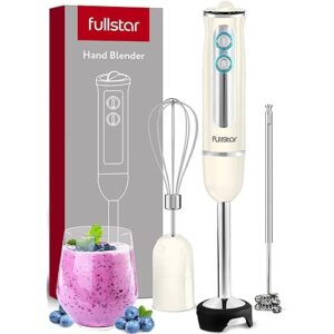 Immersion Blender Handheld, 500W, 9-Speed, Hand Blenders for Kitchen, Handheld Blender (3-in-1, White)